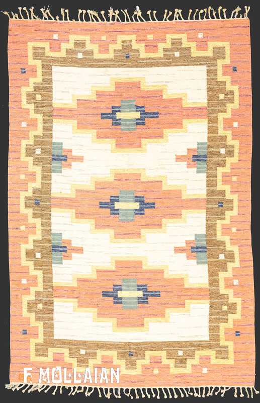 Semi Antique Swedish Signed Kilim n°:95612281